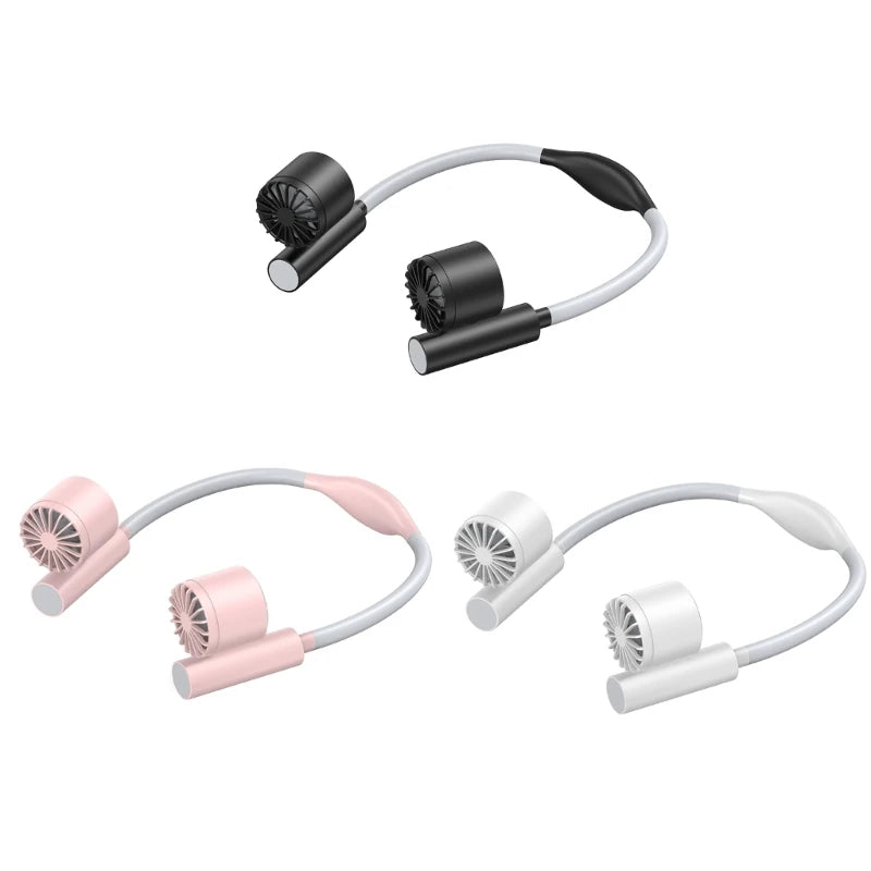 Hands-free Neck Band Hanging USB Rechargeable Dual Fan Mini Air Cooler Summer
