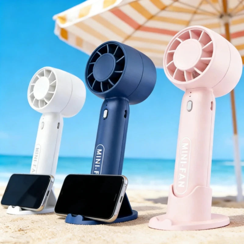 Portable 2 in 1 USB Mini Fan 3 Speed Handheld Desktop Rechargeable Small Cooler for Student Dorm Home Office Summer Gadget