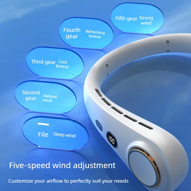 Long Battery Life Neck Fan Portable Rechargeable  Wearable for Outdoor Sports Travel Office Students Cooling