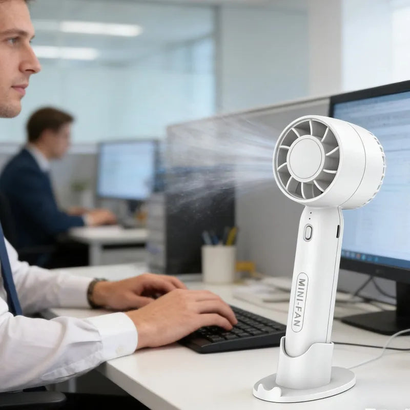 Portable 2 in 1 USB Mini Fan 3 Speed Handheld Desktop Rechargeable Small Cooler for Student Dorm Home Office Summer Gadget